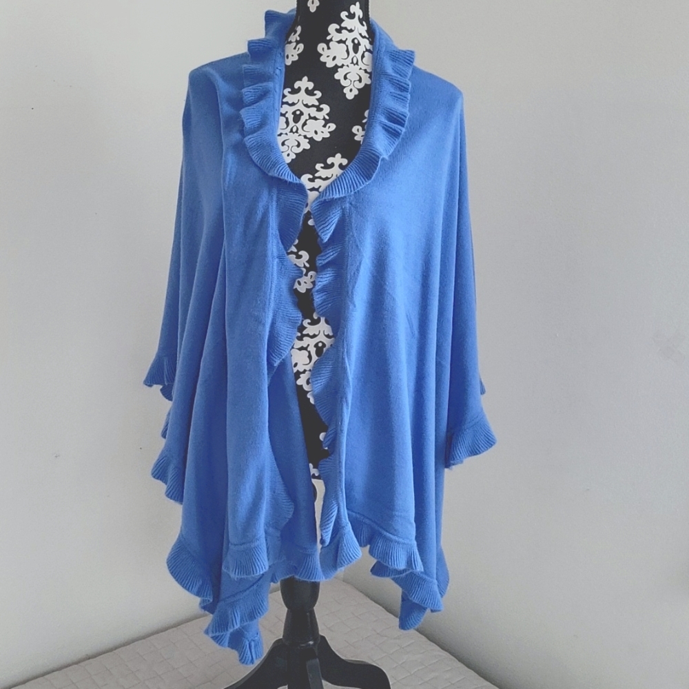 Pamela McCoy Collection. Dusty Blue Shawl, One size fits all